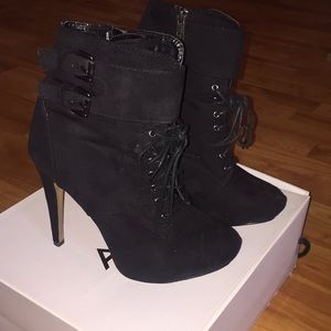 Suede platform heel bootie size: 7 1/2 /EU 38